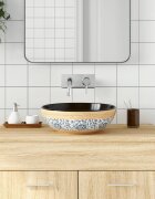 vidaXL Мивка за плот многоцветна кръгла Φ41x14 см керамика