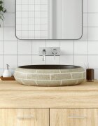 vidaXL Мивка за плот многоцветна овална 59x40x15 см керамика