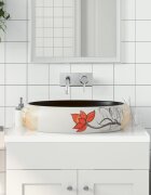vidaXL Мивка за плот многоцветна овална 59x40x15 см керамика