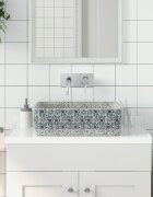 vidaXL Мивка за плот сив и син правоъгълна 46x355x13 см керамика