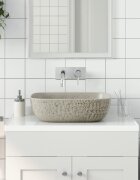 vidaXL Мивка за плот сив правоъгълна 48x375x135 см керамика