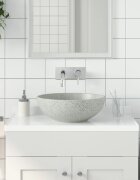 vidaXL Мивка за плот сива кръгла Φ41x14 см керамика