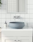 vidaXL Мивка за плот сива кръгла Φ41x14 см керамика
