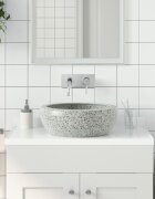 vidaXL Мивка за плот сива кръгла Φ41x14 см керамика