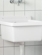 vidaXL Мивка за умивалник за стенен монтаж бяла 40x40x24 см смола