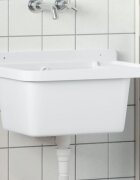vidaXL Мивка за умивалник за стенен монтаж бяла 50x35x24 см смола
