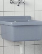 vidaXL Мивка за умивалник за стенен монтаж сива 40x40x24 см смола