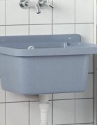 vidaXL Мивка за умивалник за стенен монтаж сива 50x35x24 см смола
