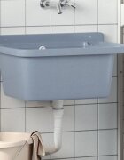 vidaXL Мивка за умивалник за стенен монтаж сива 60x40x28 см смола