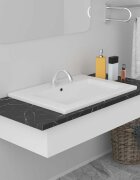 vidaXL Мивка за вграждане 61x395x185 см керамична бяла