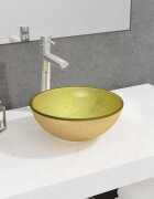 vidaXL Мивка закалено стъкло 30x12 см златиста