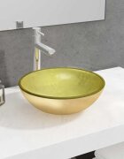 vidaXL Мивка закалено стъкло 35x12 см златиста