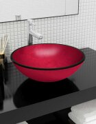 vidaXL Мивка закалено стъкло 42x14 см червена