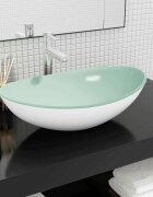 vidaXL Мивка закалено стъкло 545x35x155 см бяла