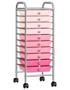 vidaXL Мобилна количка за съхранение с 10 чекмеджета розова пластмаса