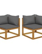 vidaXL Модулен ъглов диван 2 части с възглавници акация масив