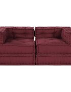 vidaXL Модулен диван 2 бр. Текстил Тъмен червен 140 x 70 x 56 см