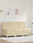 vidaXL Модулен диван без ръкави 3 бр. Крем текстил