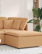 vidaXL Модулен диван с табуретка бежов 100x100x48 см