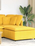 vidaXL Модулен диван с табуретка светложълт 100x100x48 см