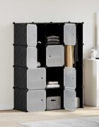 vidaXL Модулен шкаф с 9 отделения 109x365x143 см черно и бяло