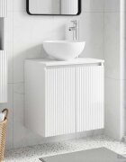 vidaXL Монтирана на стена мивка и тоалетка Бял гланц 495 x 35 x 63 см