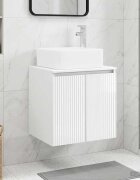 vidaXL Монтирана на стена мивка и тоалетка Бял гланц 495 x 41 x 63 см