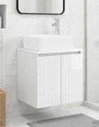 vidaXL Монтирана на стена мивка и тоалетка Бял гланц 53 x 35 x 63 см