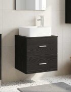 vidaXL Монтирана на стена мивка и тоалетка Черен дъб 53 x 345 x 63 см