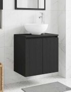 vidaXL Монтирана на стена мивка и тоалетка Черно 495 x 35 x 63 см