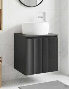 vidaXL Монтирана на стена мивка и тоалетка Черно 495 x 445 x 66 см