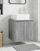 vidaXL Монтирана на стена мивка и тоалетка Сив Сонома 53 x 35 x 63 см