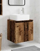 vidaXL Монтирана на стена мивка и тоалетка Старо дърво 53 x 35 x 63 см
