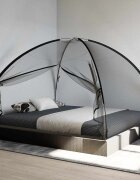 vidaXL Мрежа против комари Монголия с врати 220 черна 200x180x135 см