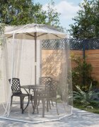 vidaXL Мрежа против комари за чадър 220 mesh бял Φ300x230 см