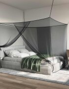 vidaXL Мрежа против комари за легло 156 mesh Черно 220 x 150 x 180 см