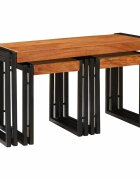vidaXL Н nesting маса 3 бр. Кафяв и черен 82 x 40 x 45 см