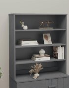 vidaXL Надстройка за шкаф HAMAR тъмносива 90x30x100 см бор масив