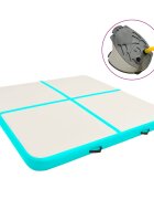 vidaXL Надуваем дюшек за гимнастика с помпа 200x200x20 см PVC зелен