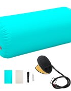 vidaXL Надуваем гимнастически цилиндър с помпа 120x90 см PVC зелен
