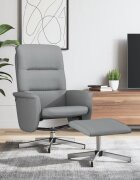 vidaXL Накланящ се стол с табуретка за крака светлосив текстил