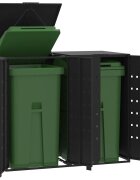 vidaXL Навес за 2 коша на колела черен 138x79x117 см стомана