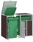 vidaXL Навес за 2 коша на колела кафяв 144x81x113 см стомана