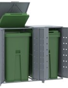 vidaXL Навес за 2 коша на колела сив 138x79x117 см стомана