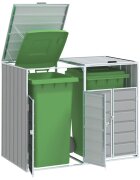 vidaXL Навес за 2 коша на колела сив 144x81x113 см стомана