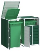 vidaXL Навес за 2 коша на колела Зелен 144x81x113 см стомана