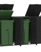 vidaXL Навес за 3 коша на колела черен 207x79x117 см стомана