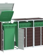 vidaXL Навес за 3 коша на колела кафяв 216x81x115 см стомана