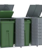 vidaXL Навес за 3 коша на колела сив 207x79x117 см стомана