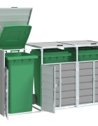 vidaXL Навес за 3 коша на колела сив 216x81x115 см стомана